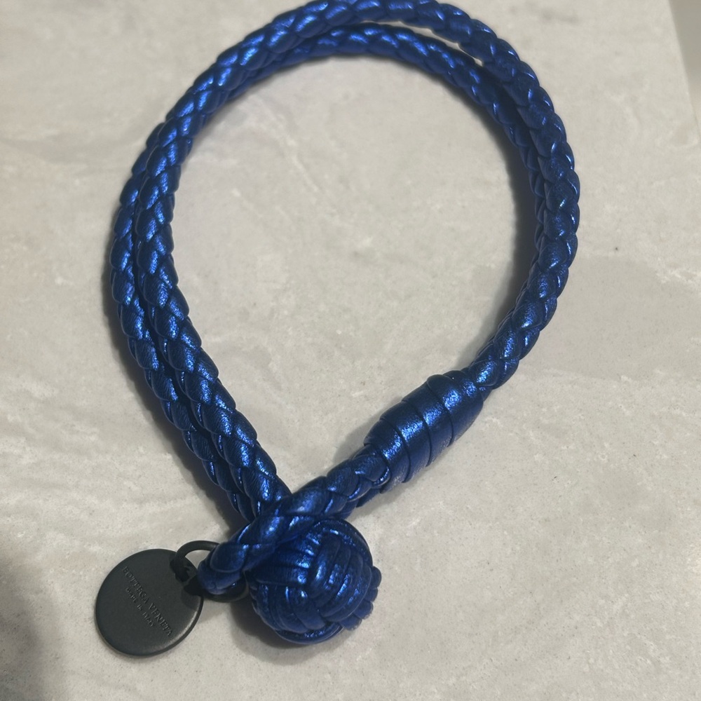 Bottega Veneta Intrecciato Blue Braided Bracelet